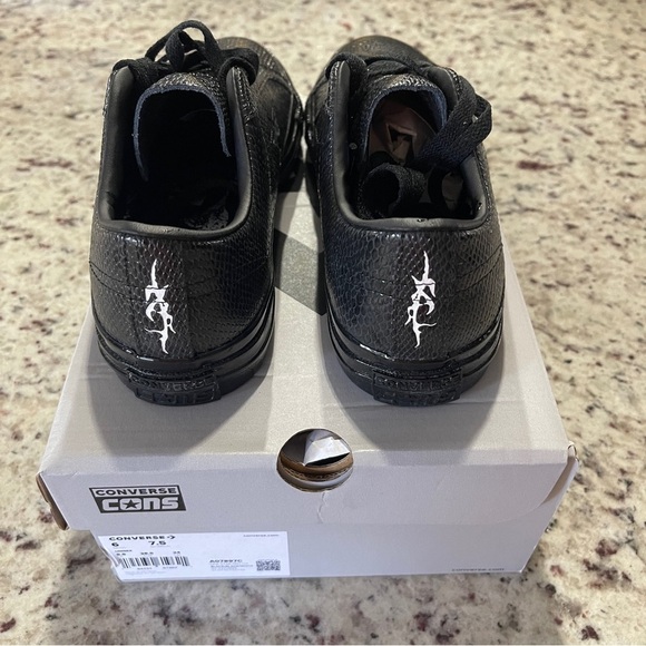 NWB Converse Black Leather One Star Pro OX Jamie Platt 7.5 Women’s Snakeskin New - Picture 3 of 6
